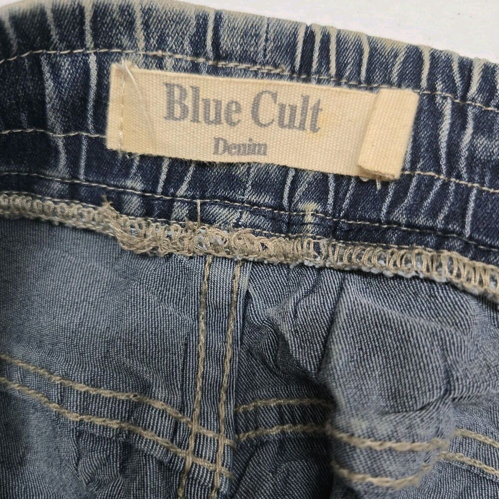 Blue Cult Denim Jeans Men 44x34 Punk Hip Hop Grunge Zipper Knee Drawstring Waist - Picture 8 of 12